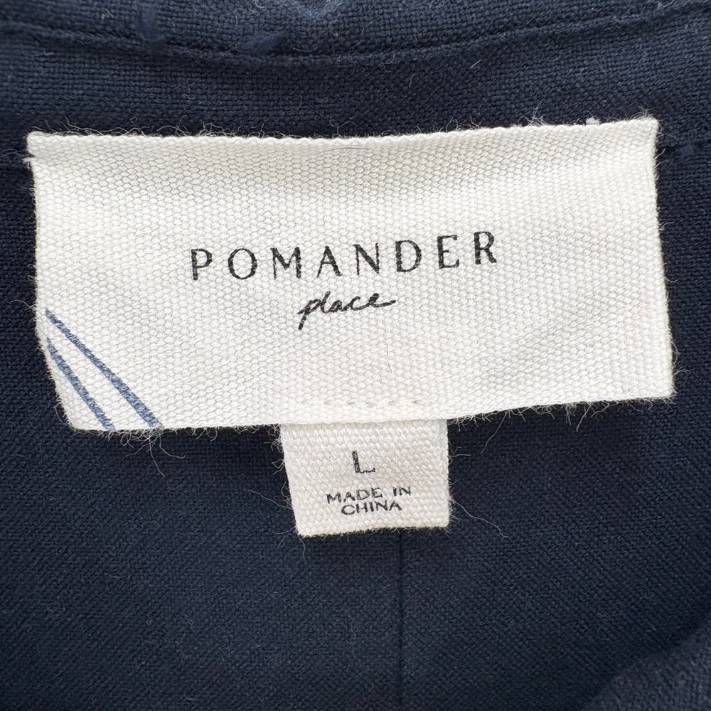 Pomander Place By Tuckernuck French Navy Blue Polly 3/4 Sleeve Shirtdress Sz L - Picture 6 of 8